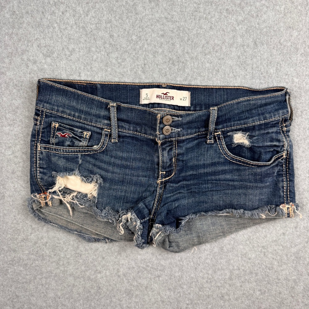 Vintage Hollister Shorts Womens 5 / 27 Micro Mini Y2K Denim Distressed Low Rise